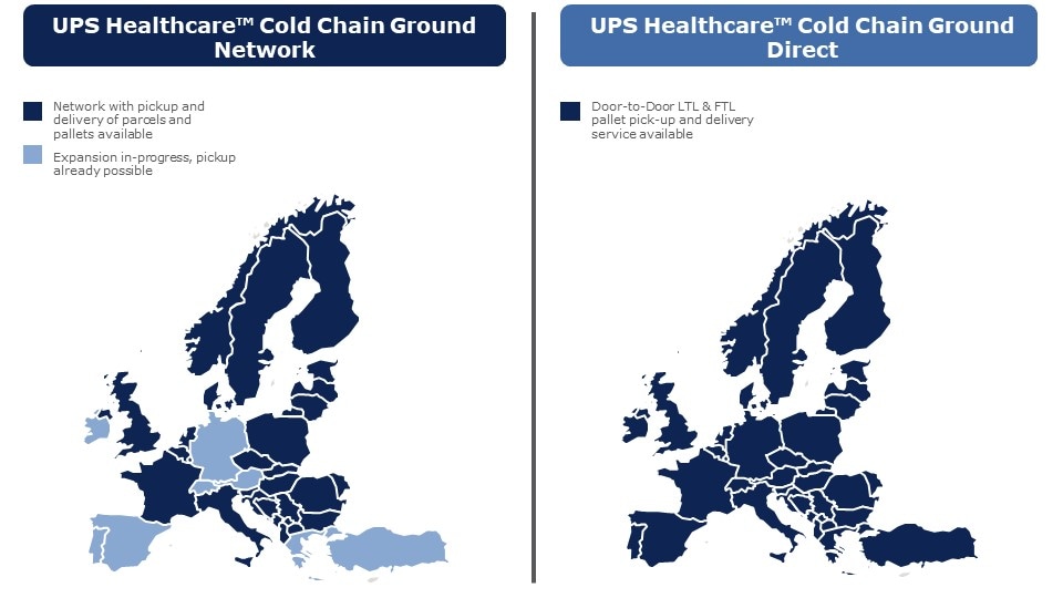 UPS Healthcare Cold Chain Ground Map